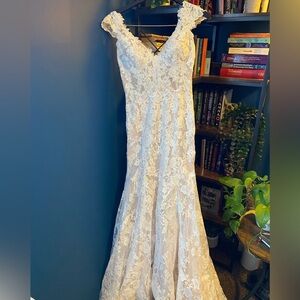 Lace, ivory wedding dress, size 6